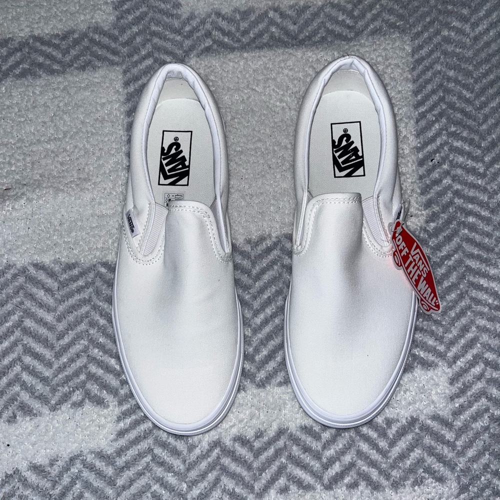 White Slip On Vans